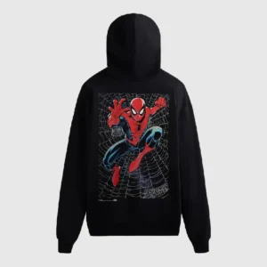 Kith For Spider Man Web Logo Hoodie Black 1