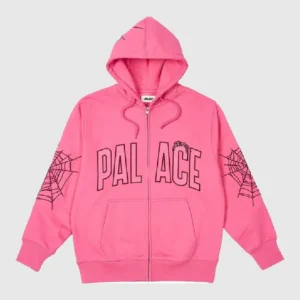 Palace Sp5der Zip Hoodie Shock Pink Palace Logo 2