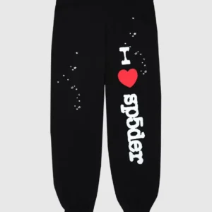Sp5der Souvenir Sweatpants Black Sp5 Logo White